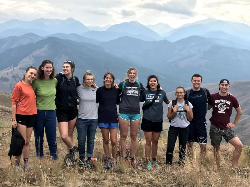Part of the 2021 Sustainability Pathways cohort poses for a group photo at the top of a Methow Valley hike