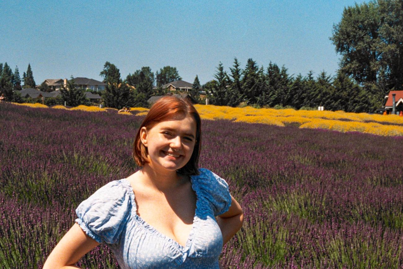 Kara on a flower farm 