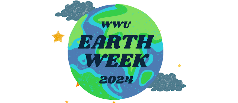Animated image of Earth with clouds, featuring 'WWU Earth Week 2024' text