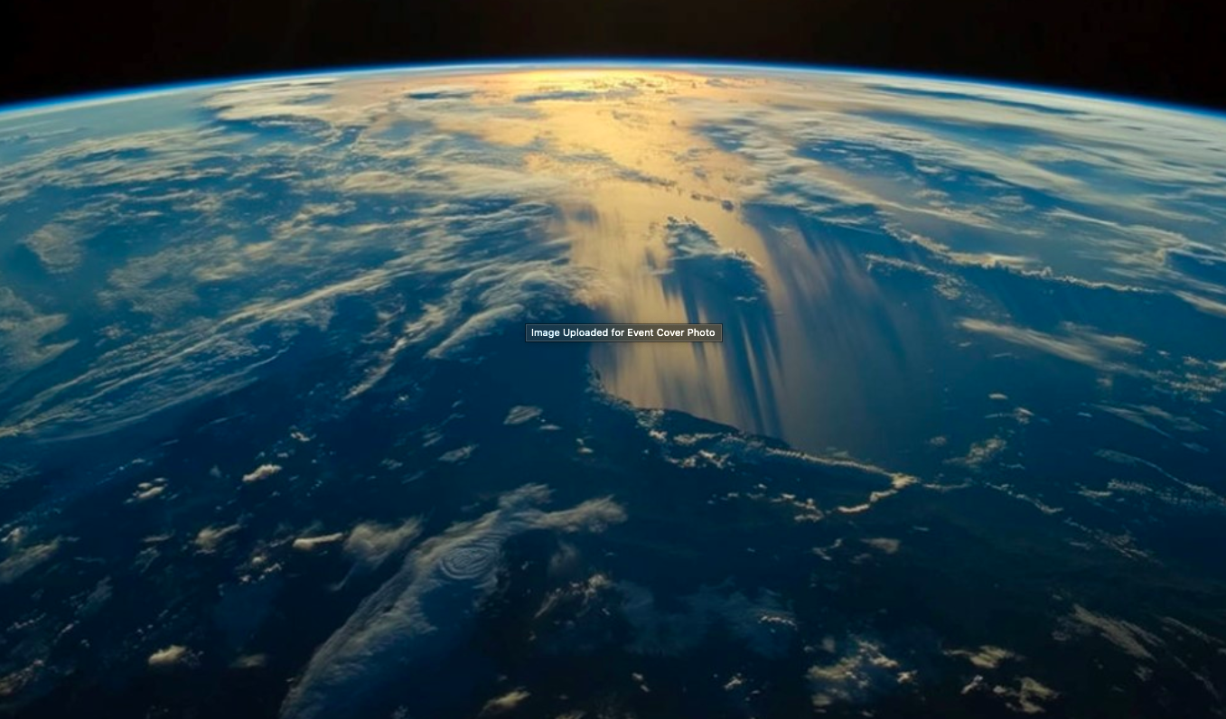 The Earth from outer space, with the sun shining through the clouds and the clouds reflecting onto the world's oceans.