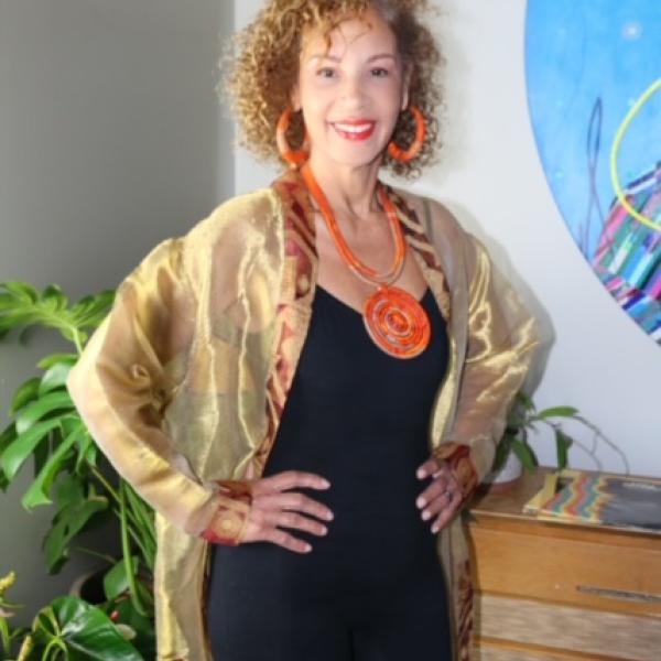Karen Dade poses in Cabo Verdean garb